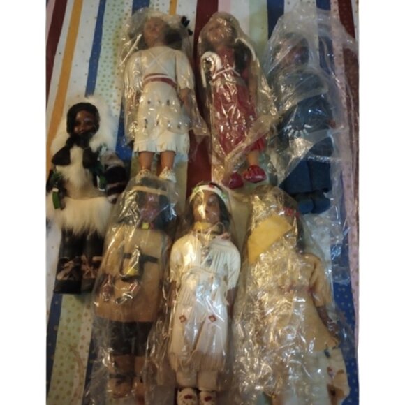 Carlson Native American Dolls Rare Collections Cherokees Lot of 7 - Picture 1 of 10